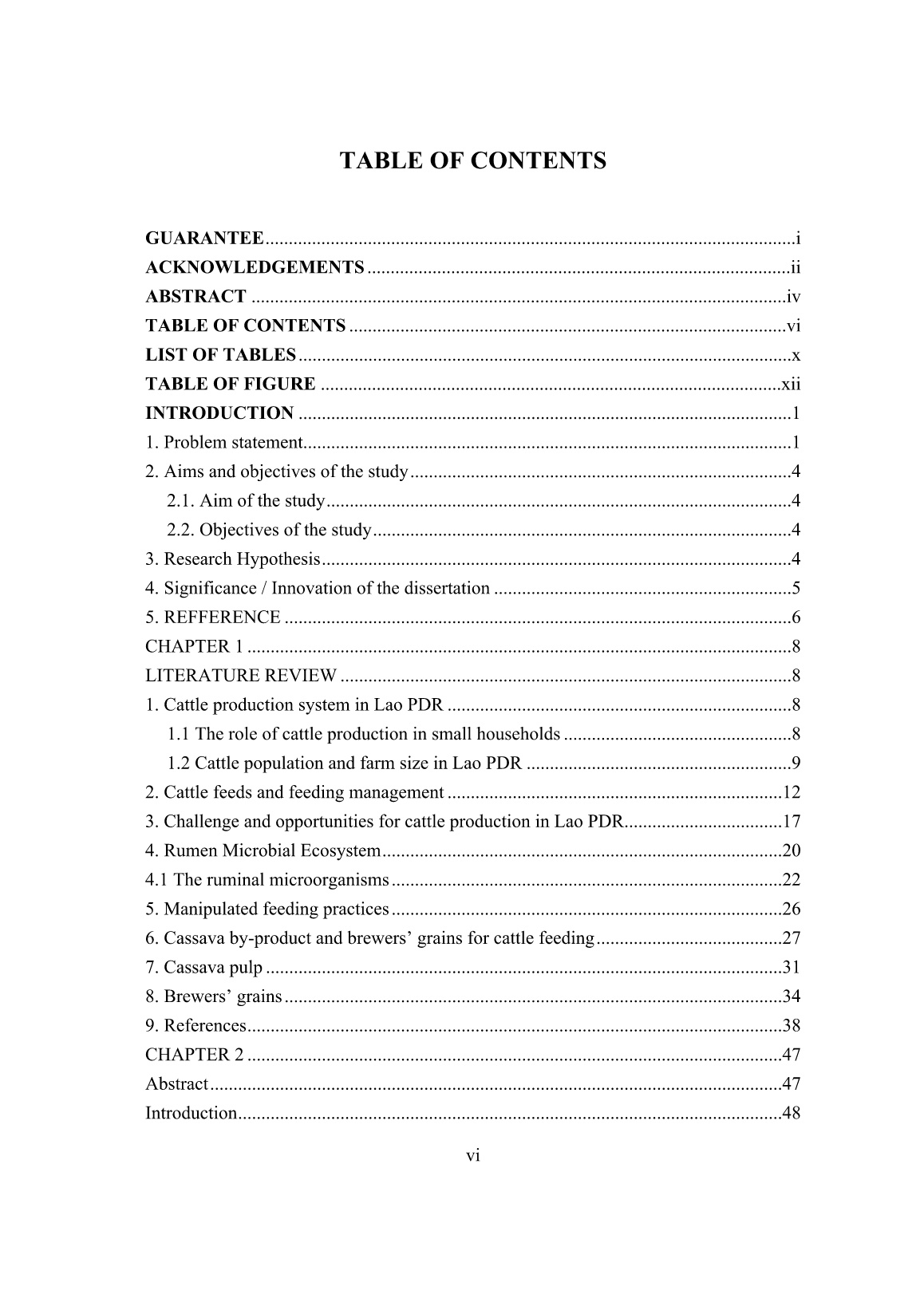 Luận án Cassava by-product as potential feed source for yellow cattle in Lao PDR trang 8