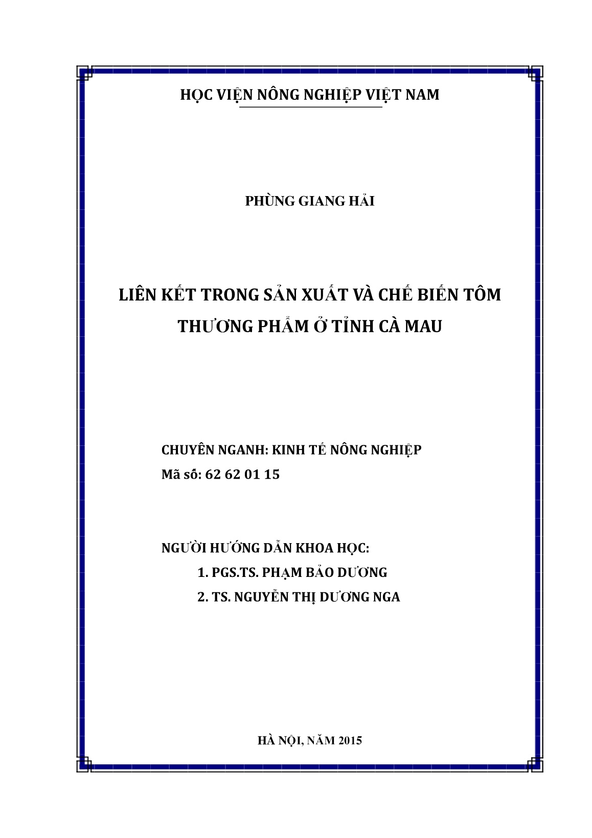 Luận án Liên kết trong sản xuất và chế biến tôm thương phẩm ở tỉnh Cà Mau trang 2