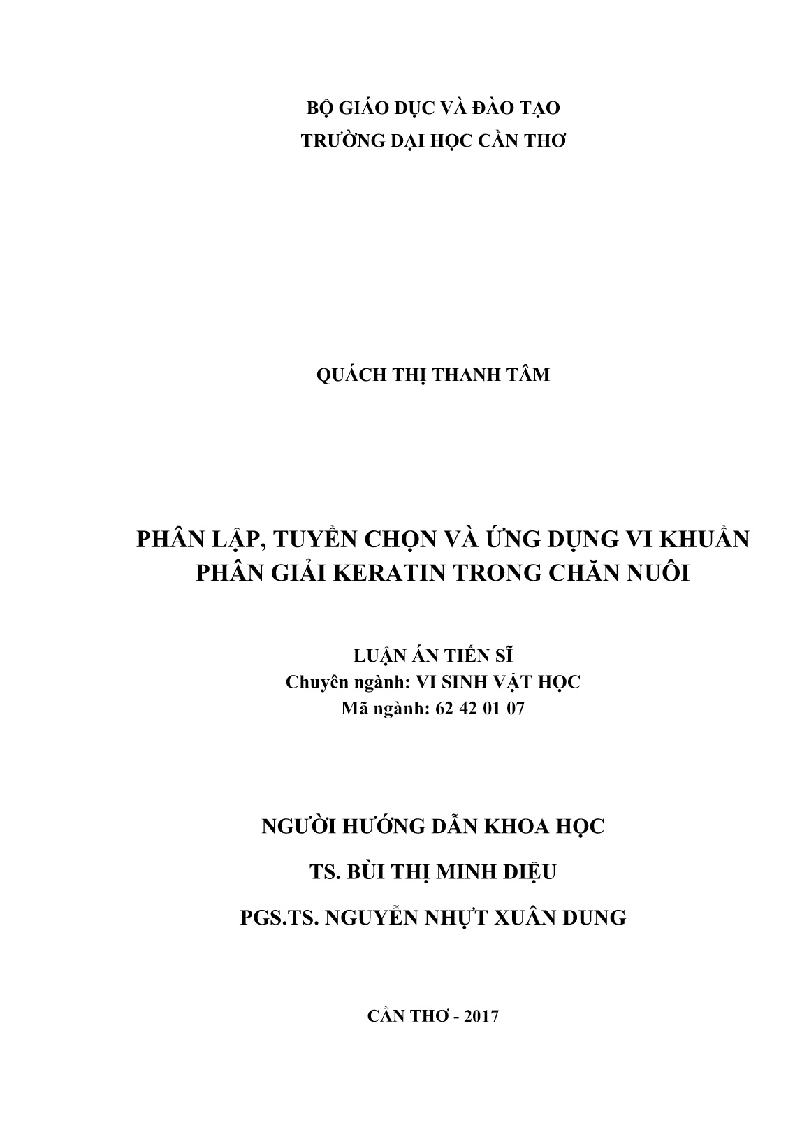 Luận án Phân lập, tuyển chọn và ứng dụng vi khuẩn phân giải Keratin trong chăn nuôi trang 2 Luận án Phân lập, tuyển chọn và ứng dụng vi khuẩn phân giải Keratin trong chăn nuôi trang 2