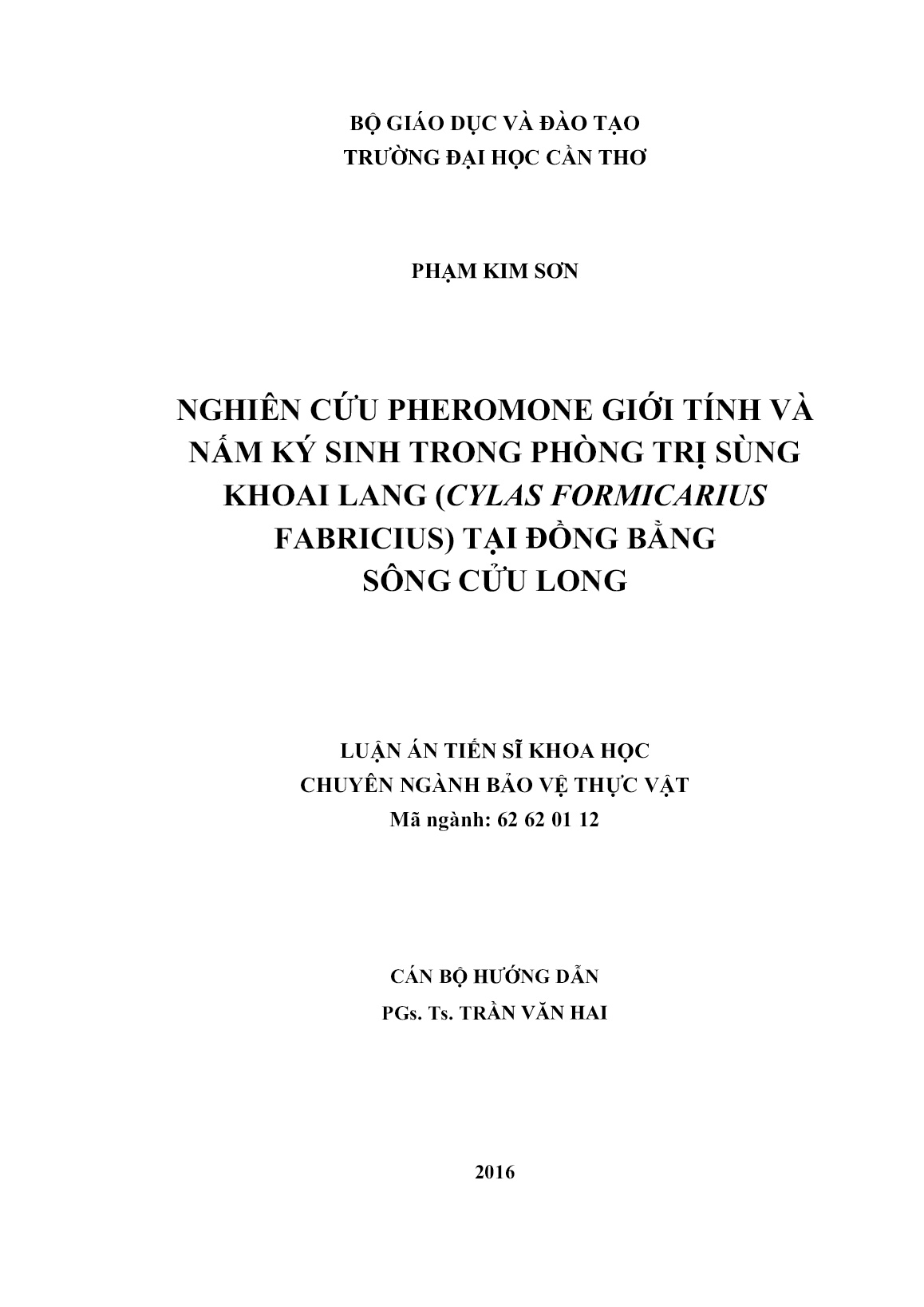 Luận án Nghiên cứu pheromone giới tính và nấm ký sinh trong phòng trị sùng khoai lang (Cylas Formicarius fabricius) tại đồng bằng sông Cửu Long trang 2