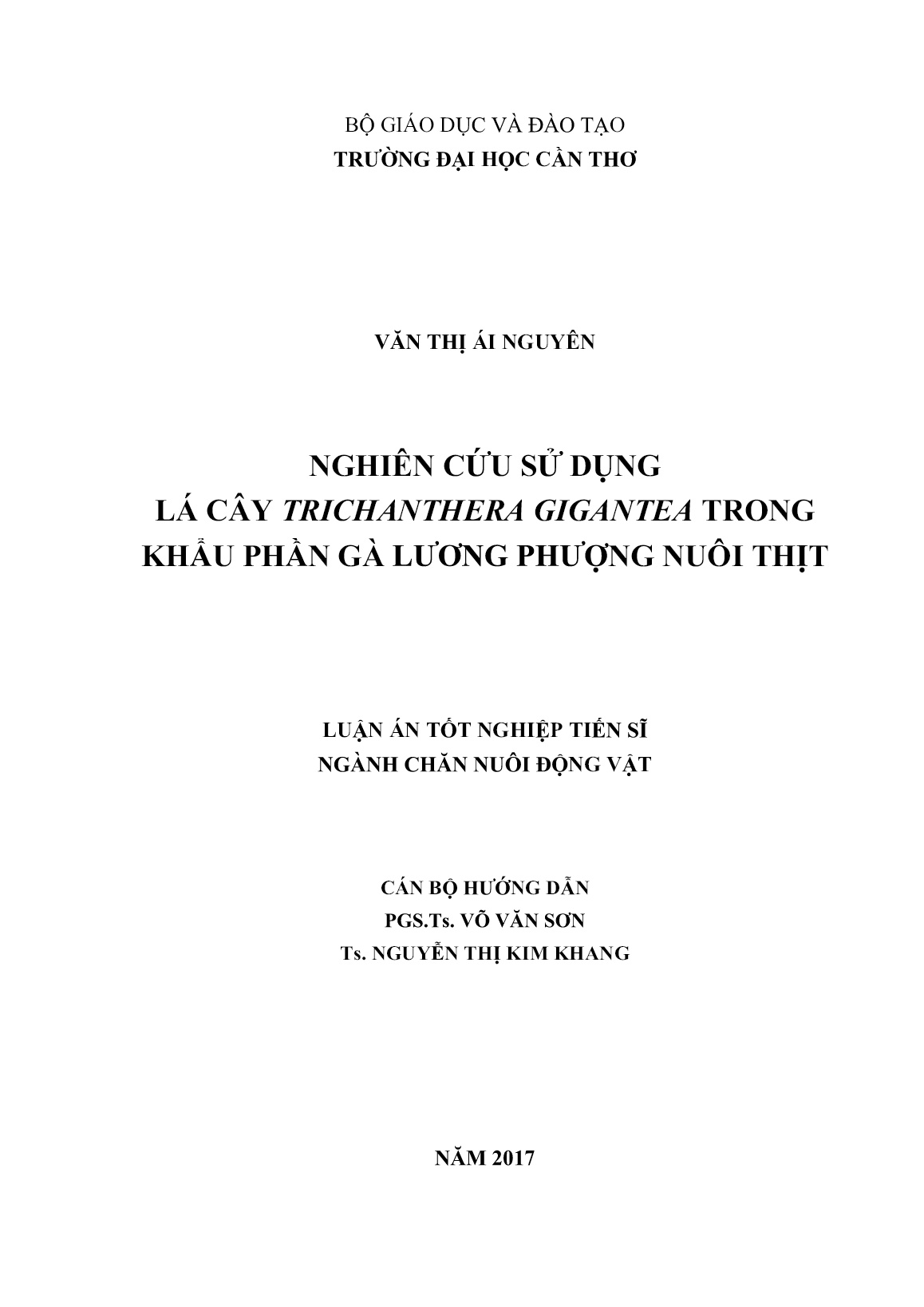 Luận án Nghiên cứu sử dụng lá cây Trichanthera gigantea trong khẩu phần gà lương phượng nuôi thịt trang 2 Luận án Nghiên cứu sử dụng lá cây Trichanthera gigantea trong khẩu phần gà lương phượng nuôi thịt trang 2