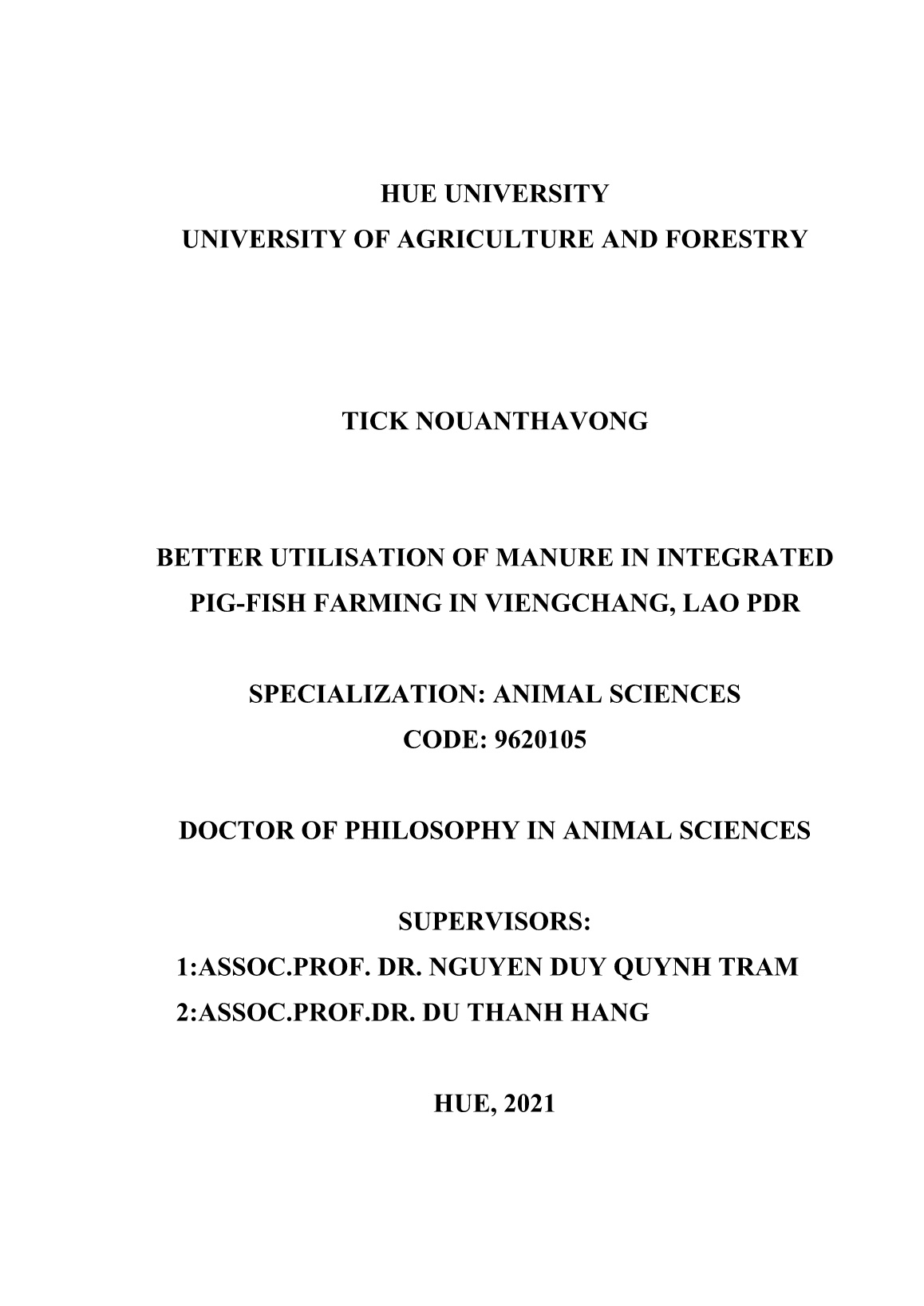 Luận án Better utilisation of manure in integrated pig-fish farming in Viengchang, Lao PDR trang 3