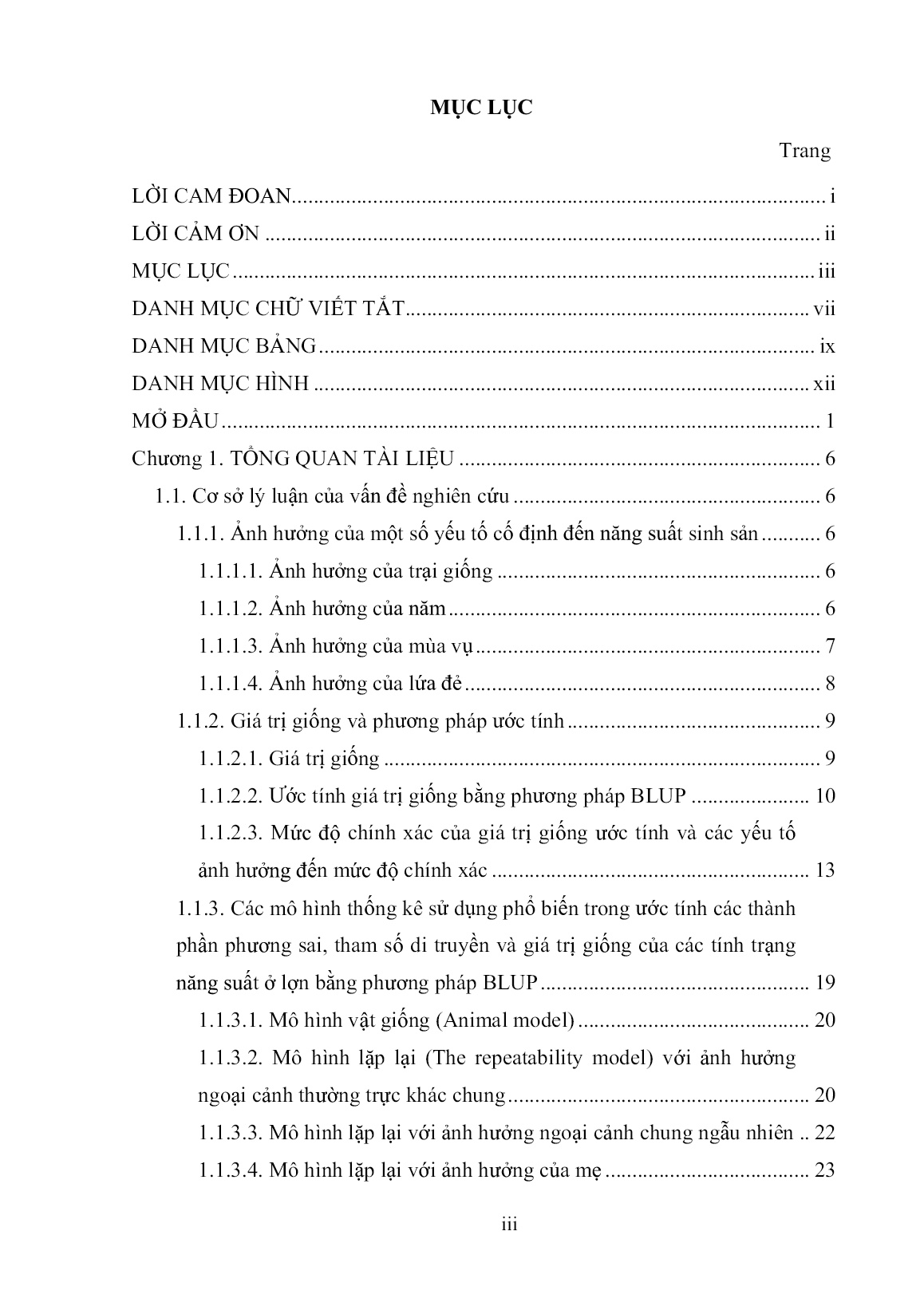Luận án Xác định mô hình thống kê di truyền phù hợp, ước tính giá trị giống và đánh giá khuynh hướng di truyền một số tính trạng sinh sản của lợn Landrace, Yorkshire trang 5