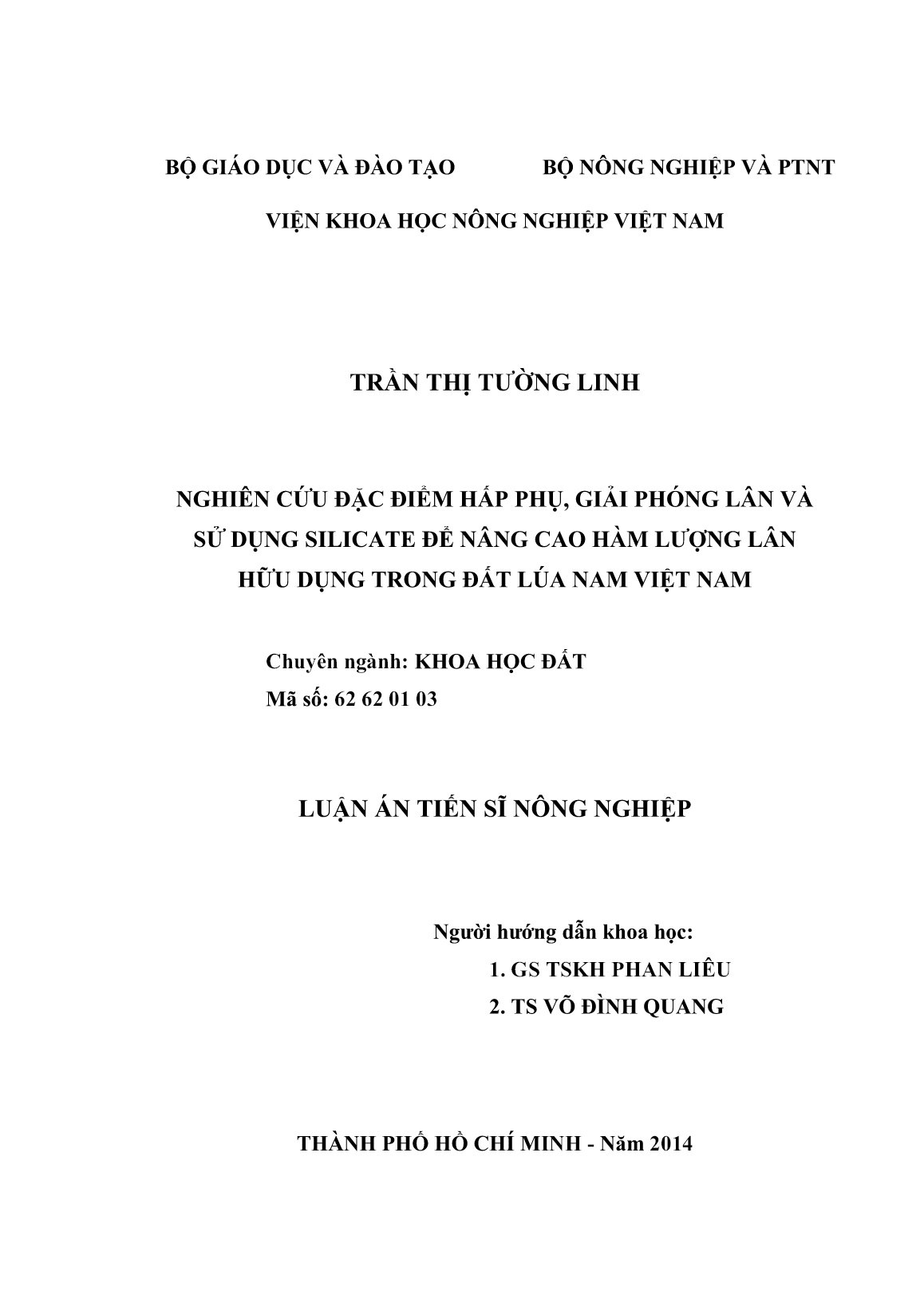 Luận án Nghiên cứu đặc điểm hấp phụ, giải phóng lân và sử dụng silicate để nâng cao hàm lượng lân hữu dụng trong đất lúa nam Việt Nam trang 2 Luận án Nghiên cứu đặc điểm hấp phụ, giải phóng lân và sử dụng silicate để nâng cao hàm lượng lân hữu dụng trong đất lúa nam Việt Nam trang 2