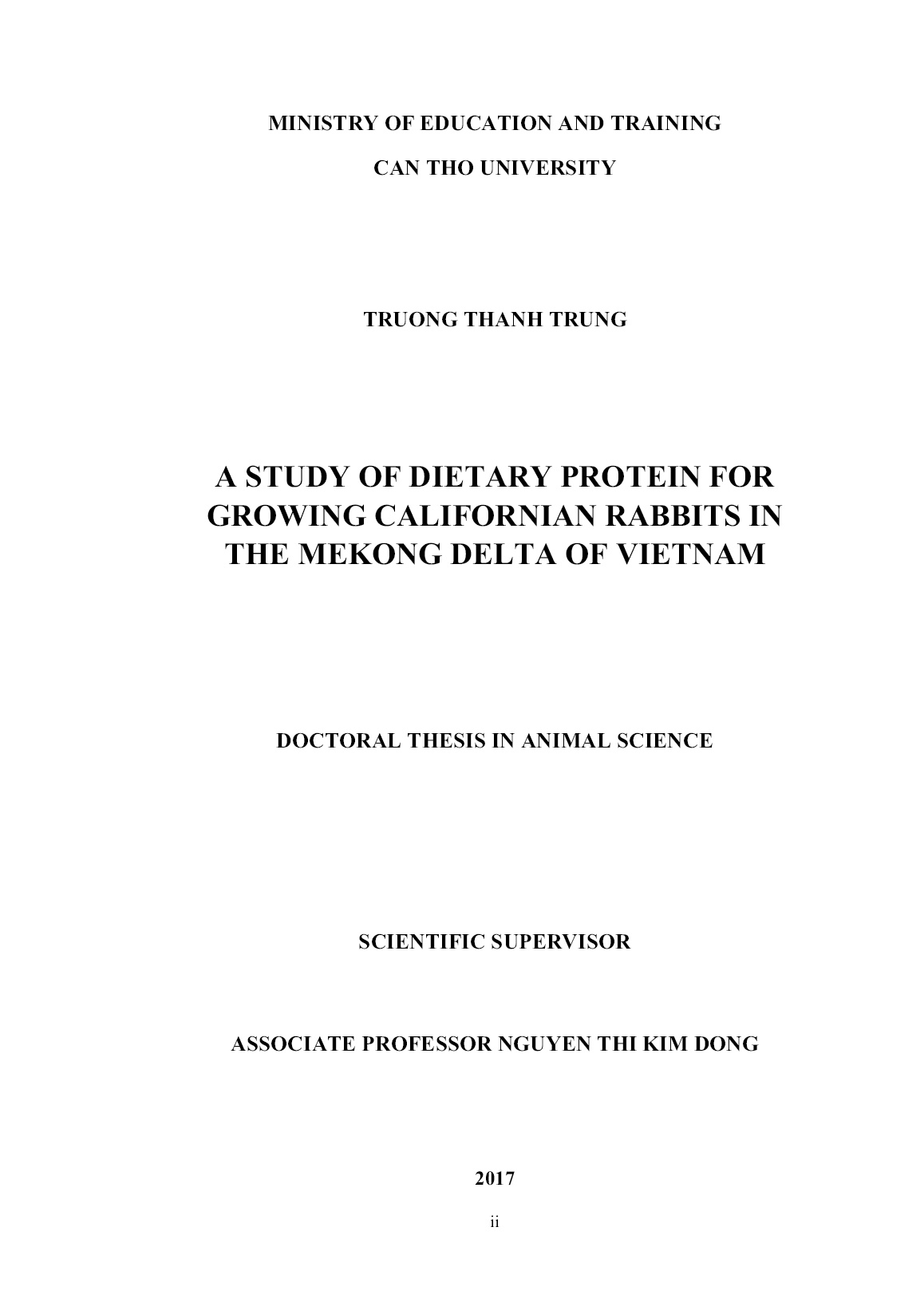 Luận án A study of dietary protein for growing californian rabbits in the Mekong delta of Vietnam trang 2 Luận án A study of dietary protein for growing californian rabbits in the Mekong delta of Vietnam trang 2