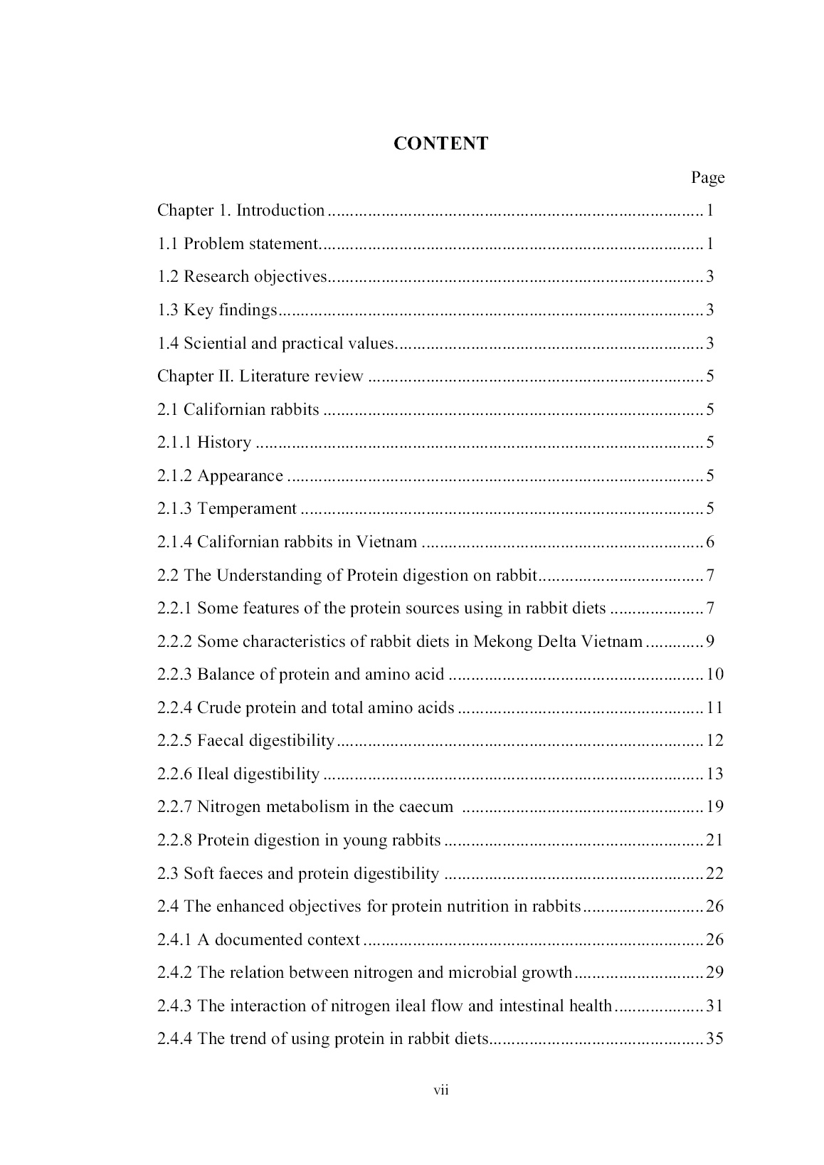 Luận án A study of dietary protein for growing californian rabbits in the Mekong delta of Vietnam trang 7 Luận án A study of dietary protein for growing californian rabbits in the Mekong delta of Vietnam trang 7