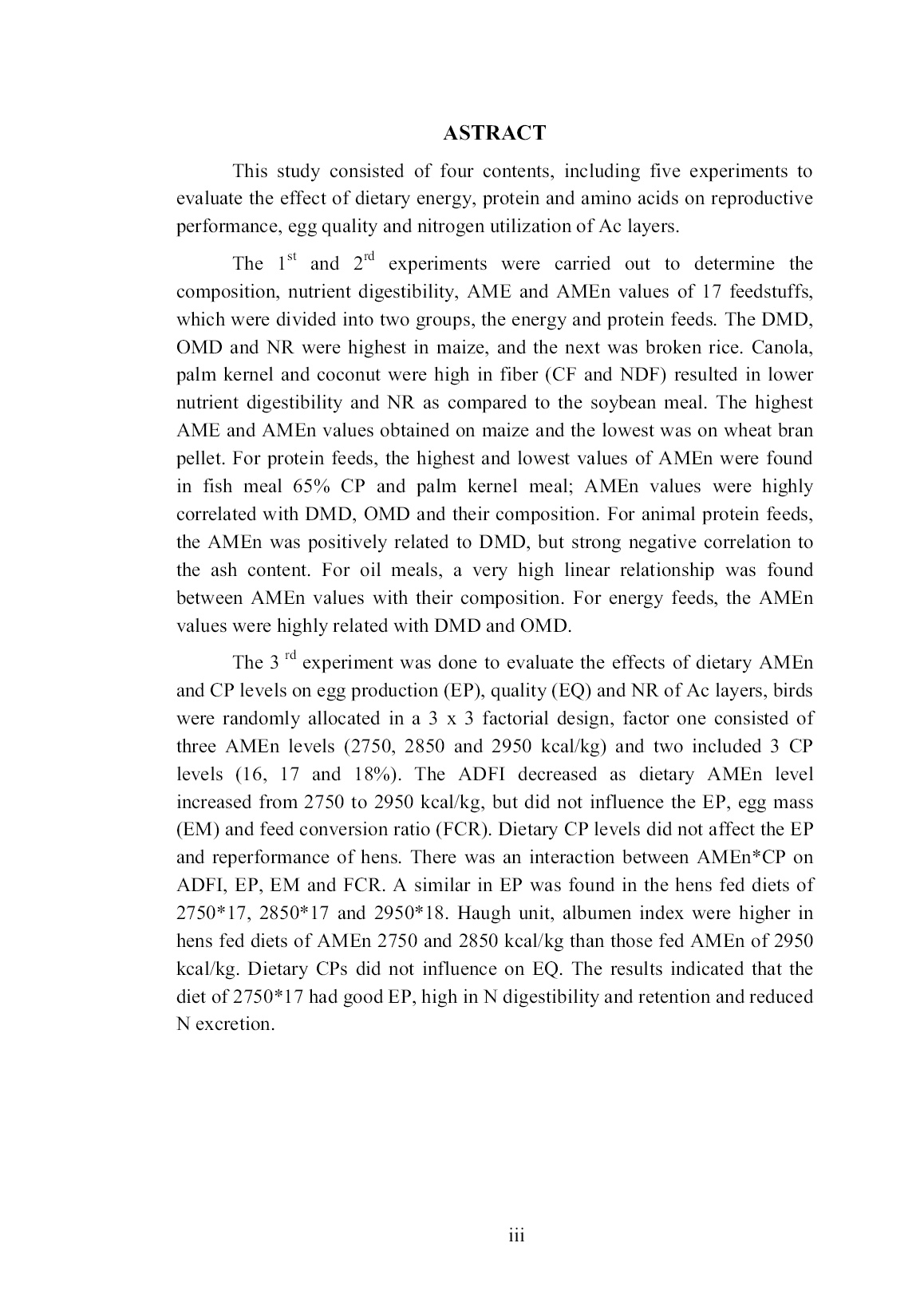 Luận án Đánh giá các mức năng lượng, protein và acid amin trong khẩu phần lên năng suất sinh sản của gà ác đẻ trứng thương phẩm trang 6 Luận án Đánh giá các mức năng lượng, protein và acid amin trong khẩu phần lên năng suất sinh sản của gà ác đẻ trứng thương phẩm trang 6