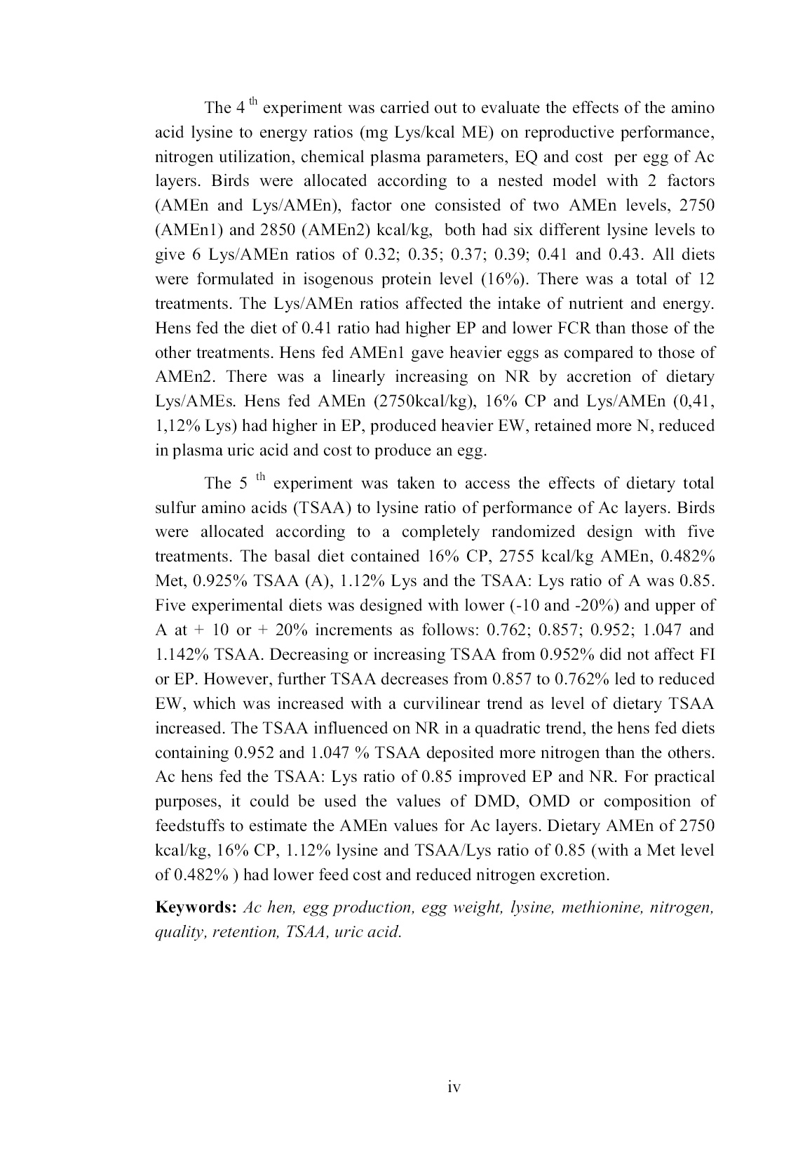 Luận án Đánh giá các mức năng lượng, protein và acid amin trong khẩu phần lên năng suất sinh sản của gà ác đẻ trứng thương phẩm trang 7 Luận án Đánh giá các mức năng lượng, protein và acid amin trong khẩu phần lên năng suất sinh sản của gà ác đẻ trứng thương phẩm trang 7
