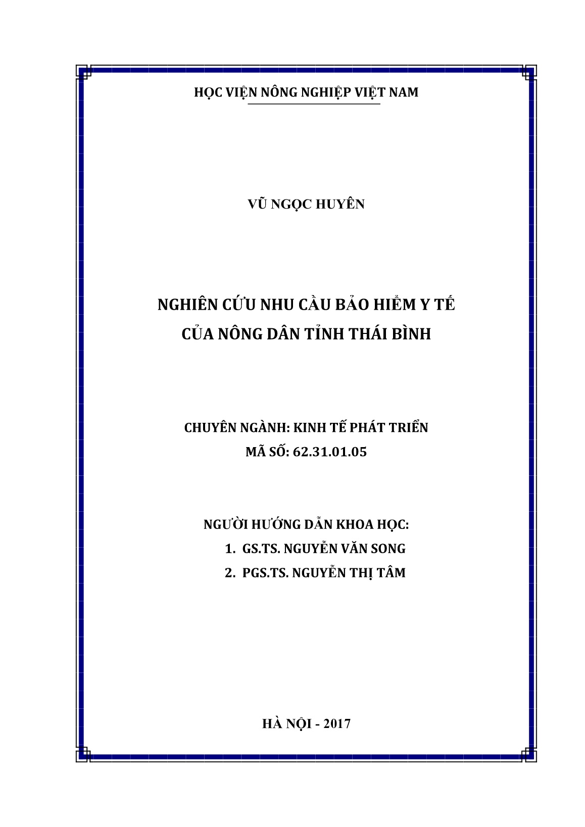 Luận án Nghiên cứu nhu cầu bảo hiểm y tế của nông dân tỉnh Thái Bình trang 2