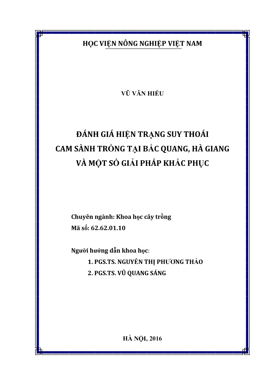 Luận án Đánh giá hiện trạng suy thoái cam sành trồng tại Bắc Quang, Hà Giang và một số giải pháp khắc phục trang 2