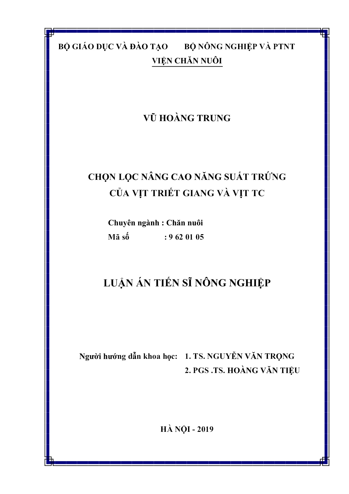 Luận án Chọn lọc nâng cao năng suất trứng của vịt triết giang và vịt TC trang 2 Luận án Chọn lọc nâng cao năng suất trứng của vịt triết giang và vịt TC trang 2