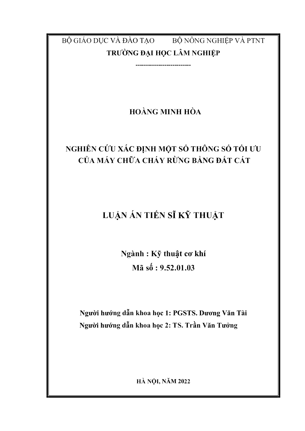 Luận án Nghiên cứu xác định một số thông số tối ưu của máy chữa cháy rừng bằng đất cát trang 2 Luận án Nghiên cứu xác định một số thông số tối ưu của máy chữa cháy rừng bằng đất cát trang 2
