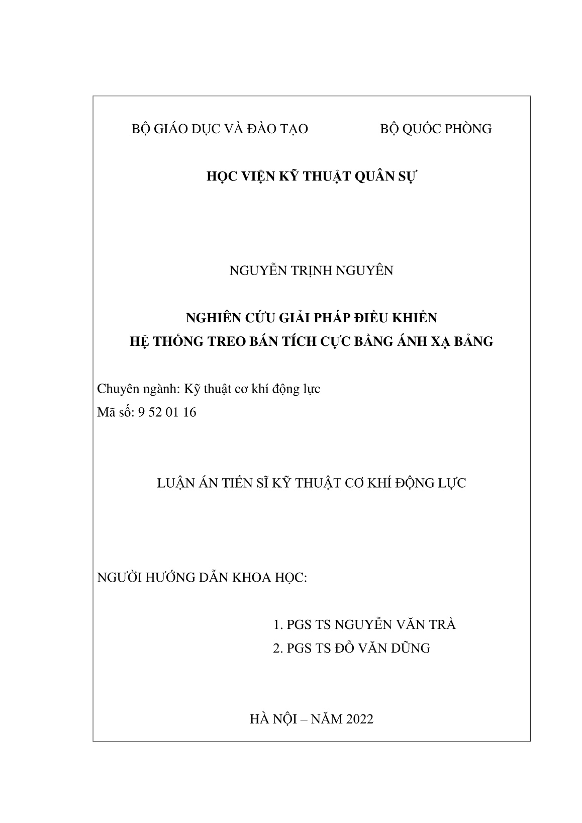 Luận án Nghiên cứu giải pháp điều khiển hệ thống treo bán tích cực bằng ánh xạ bảng trang 2
