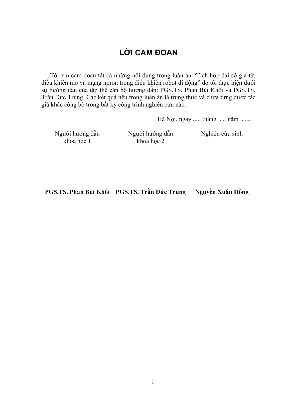 Luận án Tích hợp đại số gia tử, điều khiển mờ và mạng noron trong điều khiển robot di động luận án tiến sĩ kỹ thuật cơ khí Hà Nội trang 3 Luận án Tích hợp đại số gia tử, điều khiển mờ và mạng noron trong điều khiển robot di động luận án tiến sĩ kỹ thuật cơ khí Hà Nội trang 3