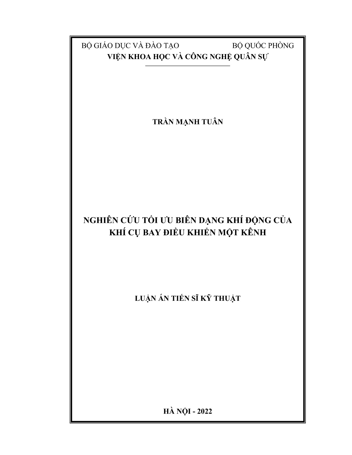 Luận án Nghiên cứu tối ưu biên dạng khí động của khí cụ bay điều khiển một kênh trang 1 Luận án Nghiên cứu tối ưu biên dạng khí động của khí cụ bay điều khiển một kênh trang 1