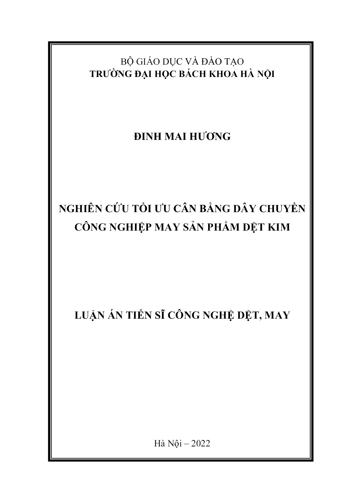 Luận án Nghiên cứu tối ưu cân bằng dây chuyền công nghiệp may sản phẩm dệt kim trang 1 Luận án Nghiên cứu tối ưu cân bằng dây chuyền công nghiệp may sản phẩm dệt kim trang 1