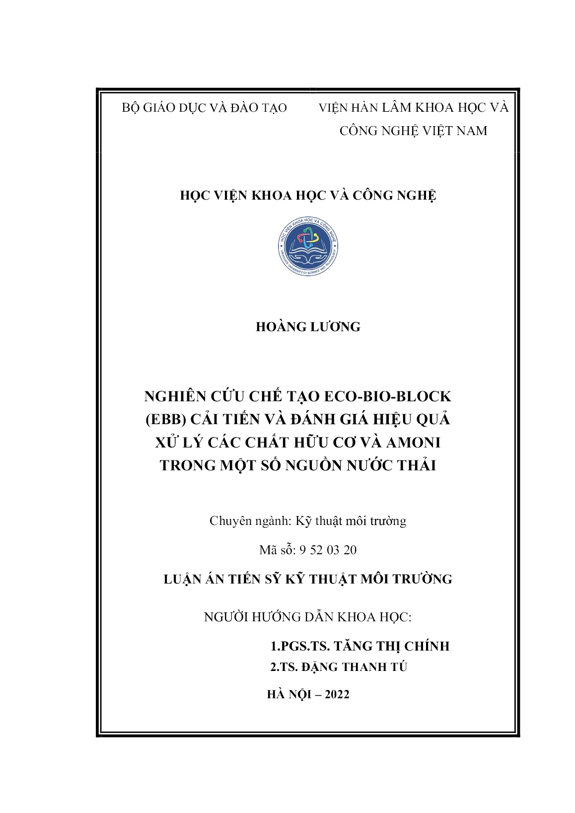 Luận án Nghiên cứu chế tạo eco-bio-block (EBB) cải tiến và đánh giá hiệu quả xử lý các chất hữu cơ và amoni trong một số nguồn nước thải trang 2 Luận án Nghiên cứu chế tạo eco-bio-block (EBB) cải tiến và đánh giá hiệu quả xử lý các chất hữu cơ và amoni trong một số nguồn nước thải trang 2