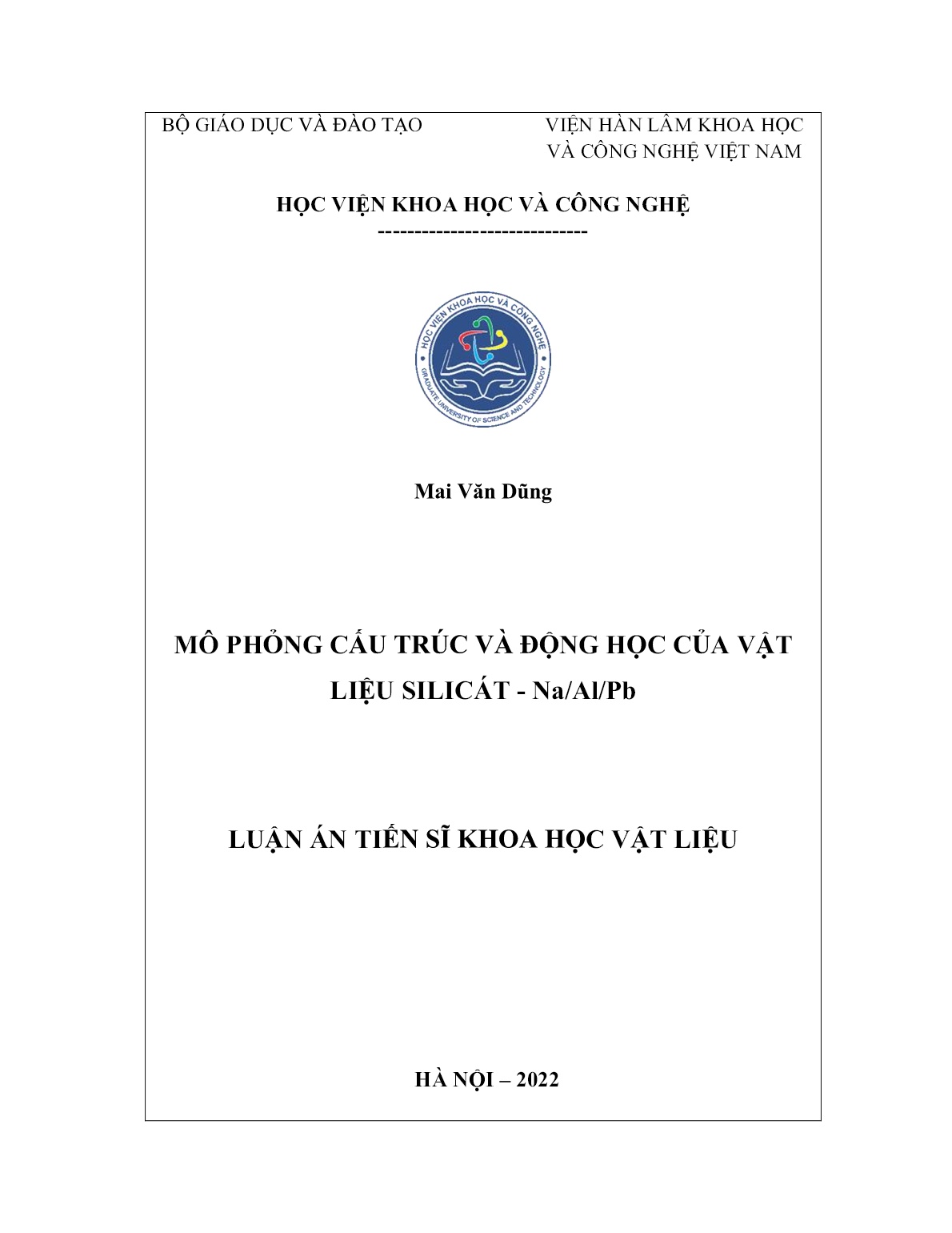 Luận án Mô phỏng cấu trúc và động học của vật liệu silicát - Na/Al/Pb trang 1 Luận án Mô phỏng cấu trúc và động học của vật liệu silicát - Na/Al/Pb trang 1
