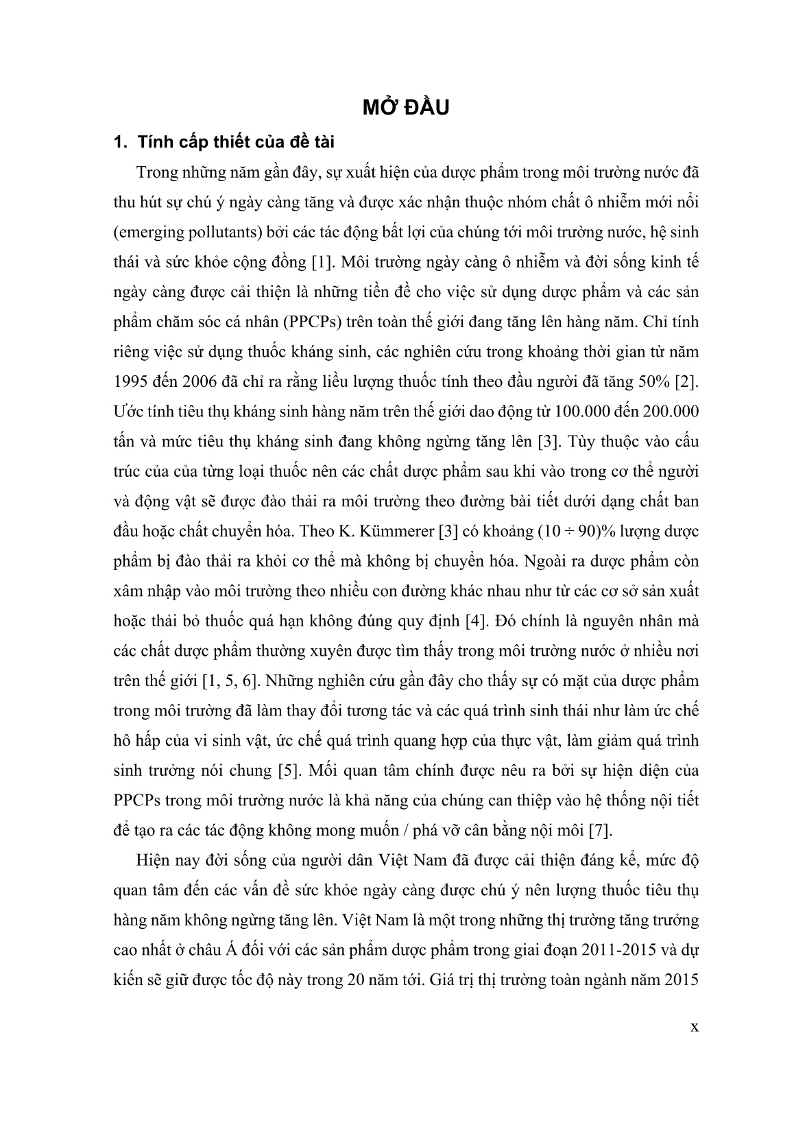 Luận án Nghiên cứu sự phân bố một số dược phẩm và sản phẩm chăm sóc cá nhân điển hình trong nước và trầm tích sông Cầu trang 10 Luận án Nghiên cứu sự phân bố một số dược phẩm và sản phẩm chăm sóc cá nhân điển hình trong nước và trầm tích sông Cầu trang 10