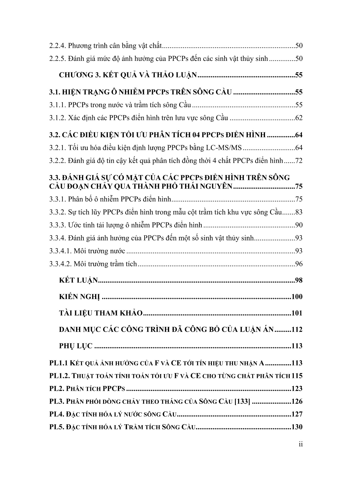 Luận án Nghiên cứu sự phân bố một số dược phẩm và sản phẩm chăm sóc cá nhân điển hình trong nước và trầm tích sông Cầu trang 2 Luận án Nghiên cứu sự phân bố một số dược phẩm và sản phẩm chăm sóc cá nhân điển hình trong nước và trầm tích sông Cầu trang 2