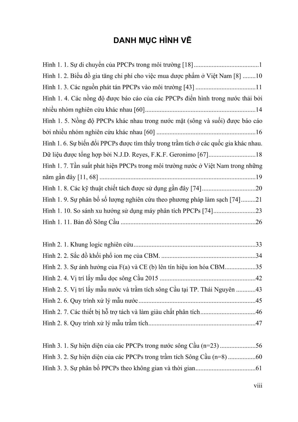 Luận án Nghiên cứu sự phân bố một số dược phẩm và sản phẩm chăm sóc cá nhân điển hình trong nước và trầm tích sông Cầu trang 8 Luận án Nghiên cứu sự phân bố một số dược phẩm và sản phẩm chăm sóc cá nhân điển hình trong nước và trầm tích sông Cầu trang 8