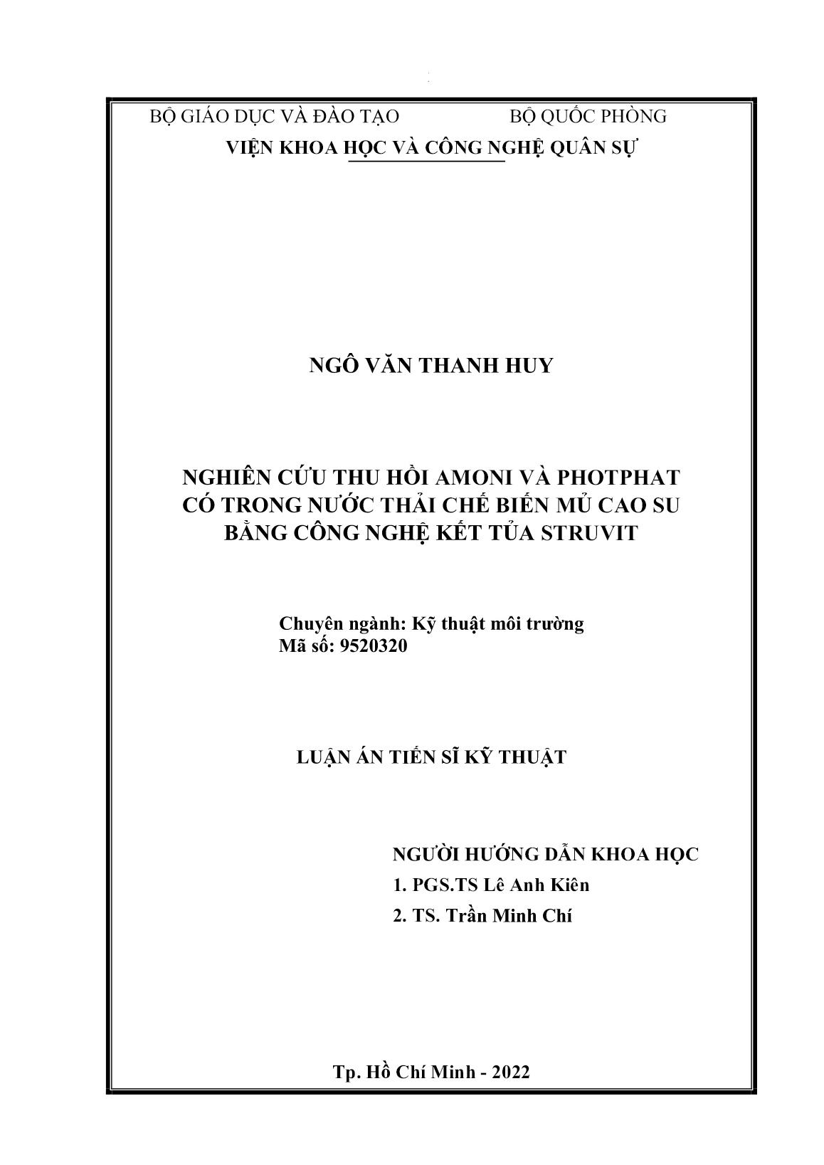 Luận án Nghiên cứu thu hồi amoni và photphat có trong nước thải chế biến mủ cao su bằng công nghệ kết tủa struvit trang 2 Luận án Nghiên cứu thu hồi amoni và photphat có trong nước thải chế biến mủ cao su bằng công nghệ kết tủa struvit trang 2