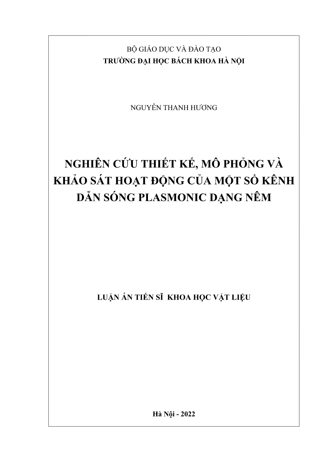 Luận án Nghiên cứu thiết kế, mô phỏng và khảo sát hoạt động của một số kênh dẫn sóng Plasmonic dạng nêm trang 1 Luận án Nghiên cứu thiết kế, mô phỏng và khảo sát hoạt động của một số kênh dẫn sóng Plasmonic dạng nêm trang 1