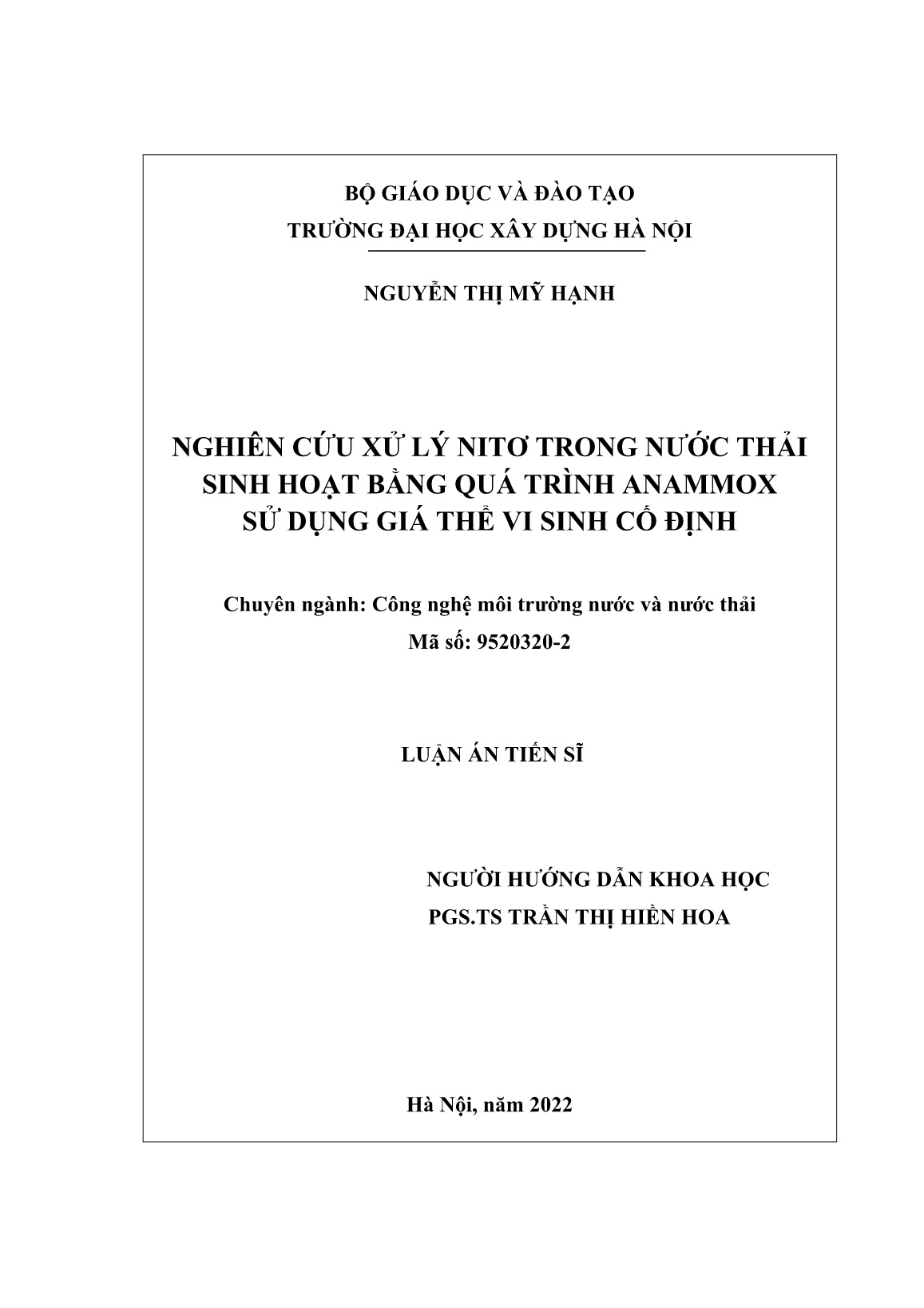 Luận án Nghiên cứu xử lý nitơ trong nước thải sinh hoạt bằng quá trình Anammox sử dụng giá thể vi sinh cố định trang 1 Luận án Nghiên cứu xử lý nitơ trong nước thải sinh hoạt bằng quá trình Anammox sử dụng giá thể vi sinh cố định trang 1