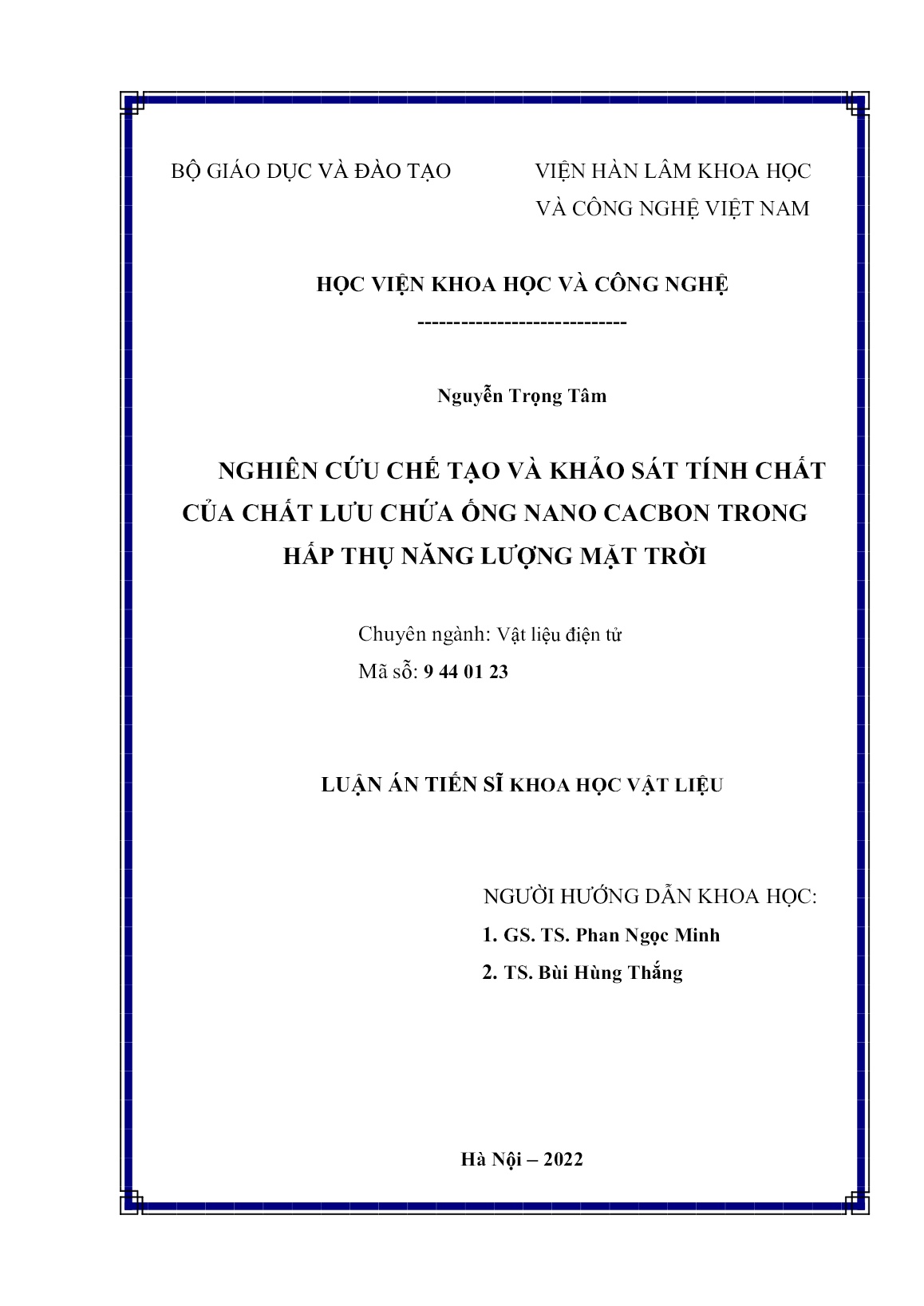 Luận án Nghiên cứu chế tạo và khảo sát tính chất của chất lưu chứa ống nano cacbon trong hấp thụ năng lượng mặt trời trang 2