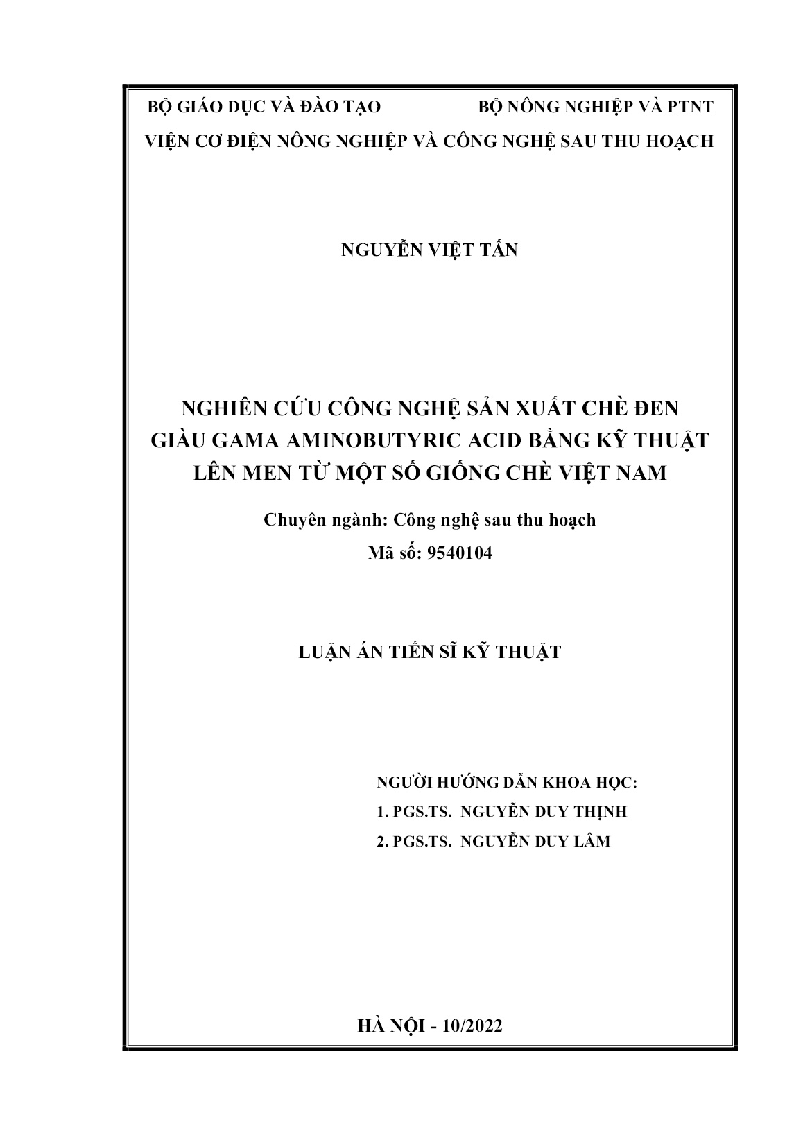 Luận án Nghiên cứu công nghệ sản xuất chè đen giàu gama aminobutyric acid bằng kỹ thuật lên men từ một số giống chè Việt Nam trang 2