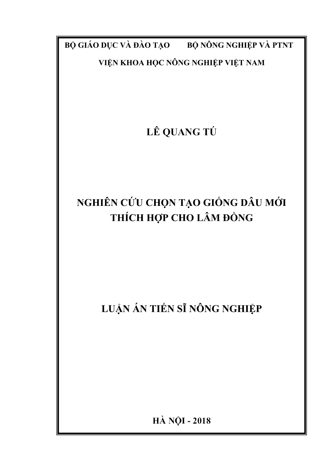 Luận án Nghiên cứu chọn tạo giống dâu mới thích hợp cho Lâm Đồng trang 1 Luận án Nghiên cứu chọn tạo giống dâu mới thích hợp cho Lâm Đồng trang 1