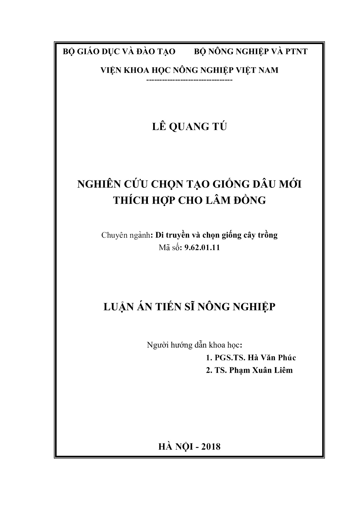 Luận án Nghiên cứu chọn tạo giống dâu mới thích hợp cho Lâm Đồng trang 2 Luận án Nghiên cứu chọn tạo giống dâu mới thích hợp cho Lâm Đồng trang 2