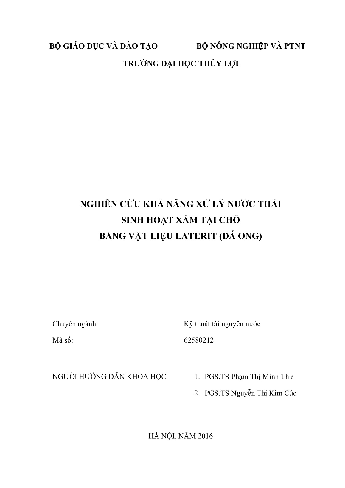 Luận án Nghiên cứu khả năng xử lý nước thải sinh hoạt xám tại chỗ bằng vật liệu laterit (đá ong) trang 2 Luận án Nghiên cứu khả năng xử lý nước thải sinh hoạt xám tại chỗ bằng vật liệu laterit (đá ong) trang 2