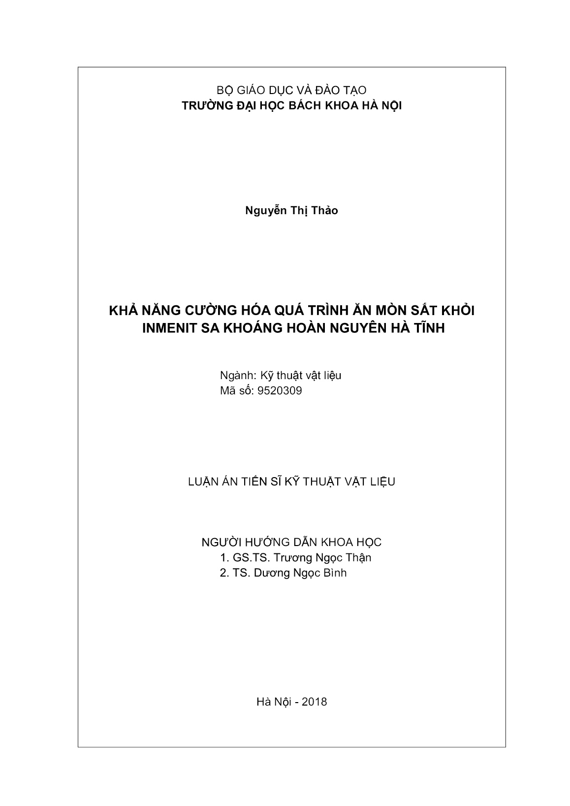 Luận án Khả năng cường hóa quá trình ăn mòn sắt khỏi inmenit sa khoáng Hà Tĩnh hoàn nguyên trang 2 Luận án Khả năng cường hóa quá trình ăn mòn sắt khỏi inmenit sa khoáng Hà Tĩnh hoàn nguyên trang 2