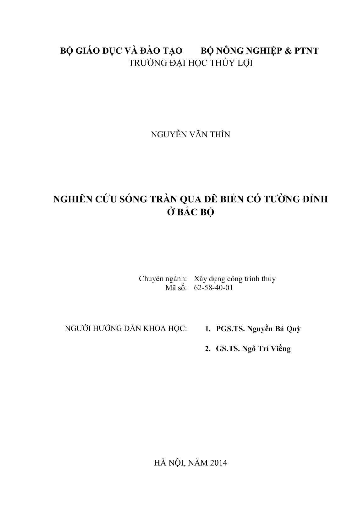 Luận án Nghiên cứu sóng tràn qua đê biển có tường đỉnh ở Bắc Bộ trang 2 Luận án Nghiên cứu sóng tràn qua đê biển có tường đỉnh ở Bắc Bộ trang 2