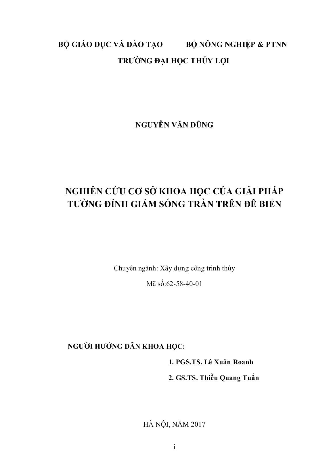 Luận án Nghiên cứu cơ sở khoa học của giải pháp tường đỉnh giảm sóng tràn trên đê biển trang 2 Luận án Nghiên cứu cơ sở khoa học của giải pháp tường đỉnh giảm sóng tràn trên đê biển trang 2