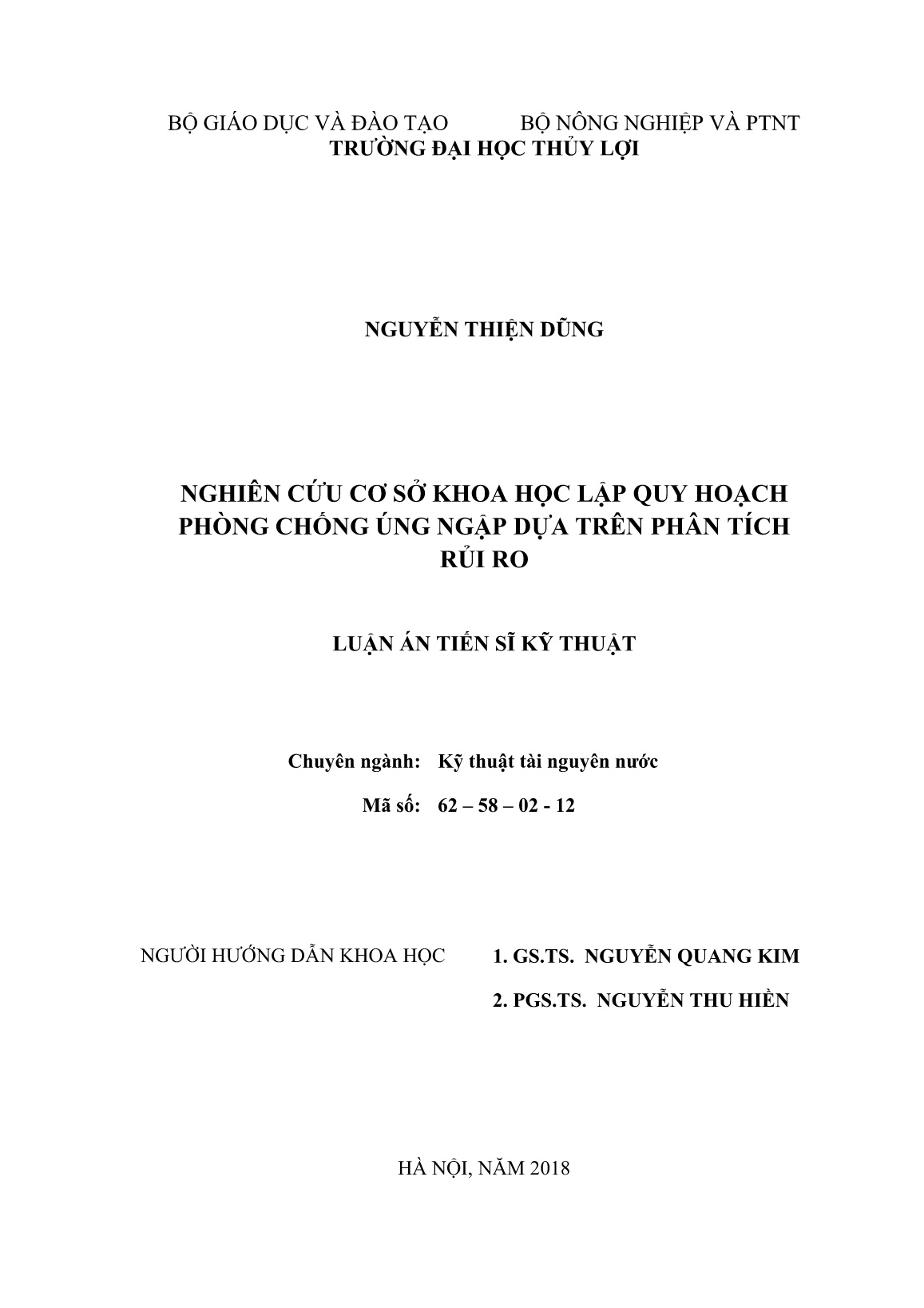 Luận án Nghiên cứu cơ sở khoa học lập quy hoạch phòng chống úng ngập dựa trên phân tích rủi ro trang 2 Luận án Nghiên cứu cơ sở khoa học lập quy hoạch phòng chống úng ngập dựa trên phân tích rủi ro trang 2