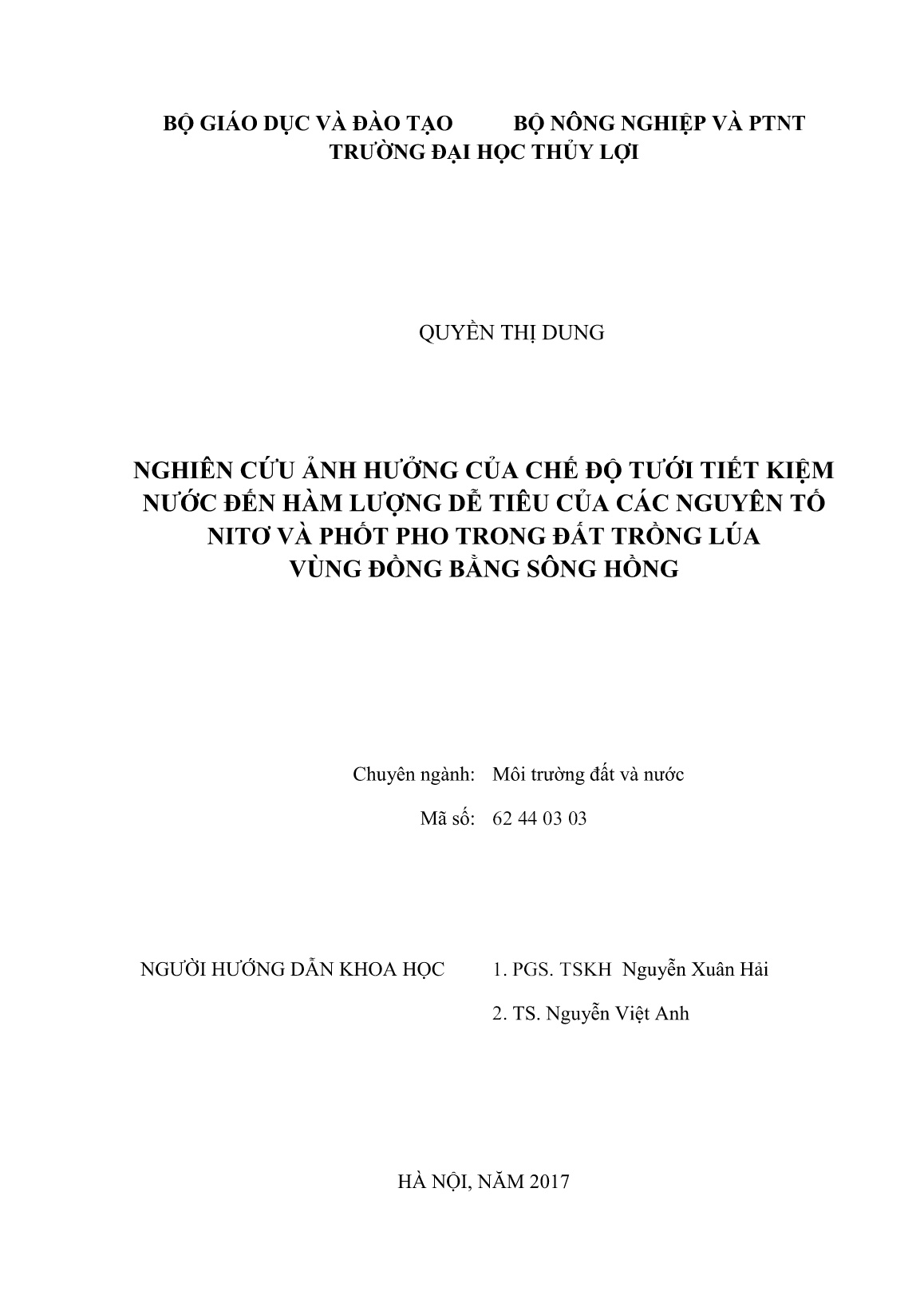 Luận án Nghiên cứu ảnh hưởng của chế độ tưới tiết kiệm nước đến hàm lượng dễ tiêu của các nguyên tố Nitơ và Phốt pho trong đất trồng lúa vùng đồng bằng sông Hồng trang 2 Luận án Nghiên cứu ảnh hưởng của chế độ tưới tiết kiệm nước đến hàm lượng dễ tiêu của các nguyên tố Nitơ và Phốt pho trong đất trồng lúa vùng đồng bằng sông Hồng trang 2