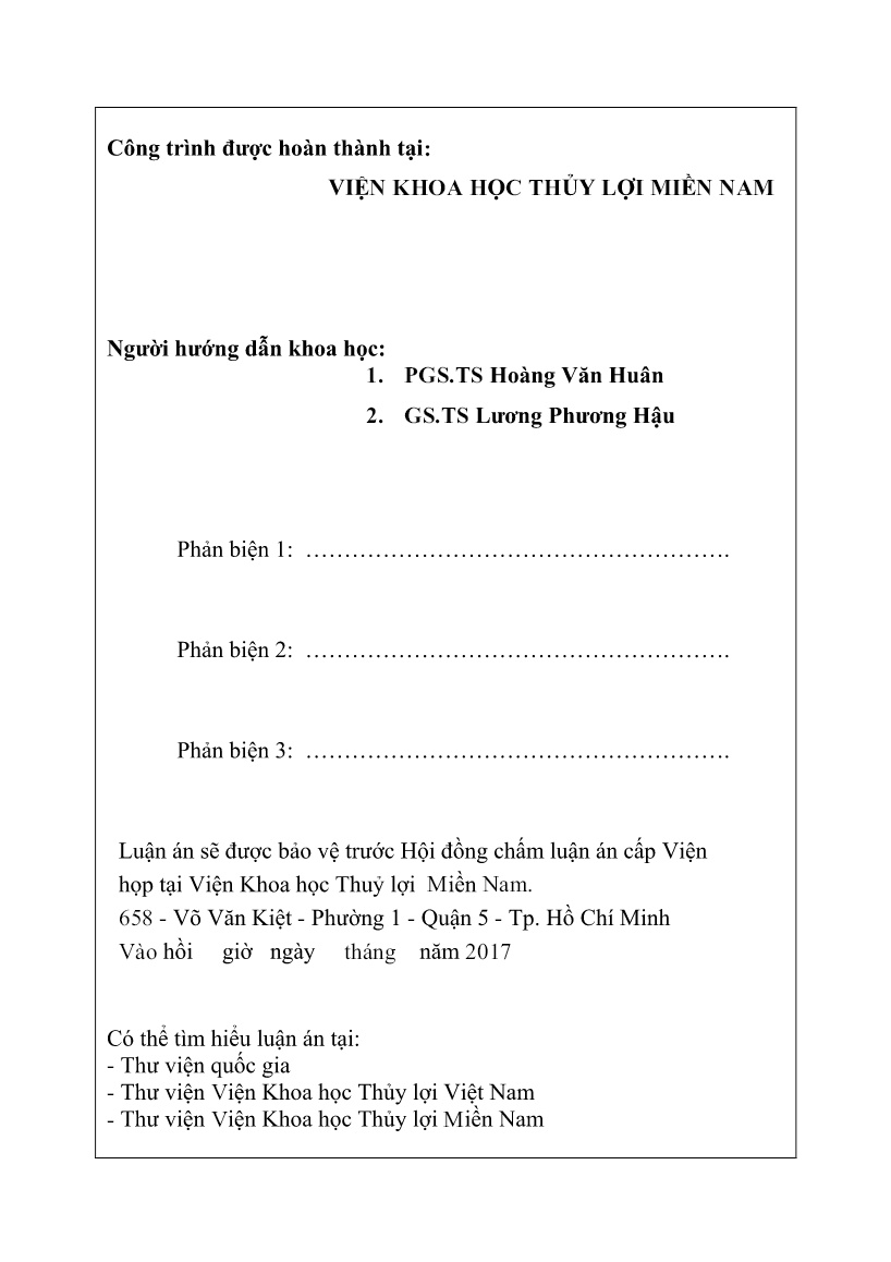Tóm tắt Luận án Nghiên cứu cơ chế tác động để chỉnh trị đoạn sông cong gấp trong vùng chịu ảnh hưởng của thủy triều trang 2