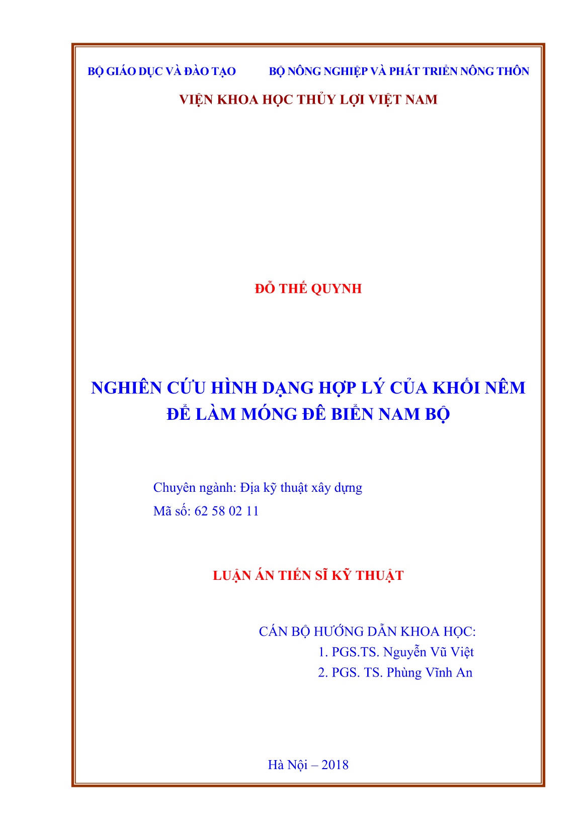 Luận án Nghiên cứu hình dạng hợp lý của khối nêm để làm móng đê biển Nam Bộ trang 2 Luận án Nghiên cứu hình dạng hợp lý của khối nêm để làm móng đê biển Nam Bộ trang 2