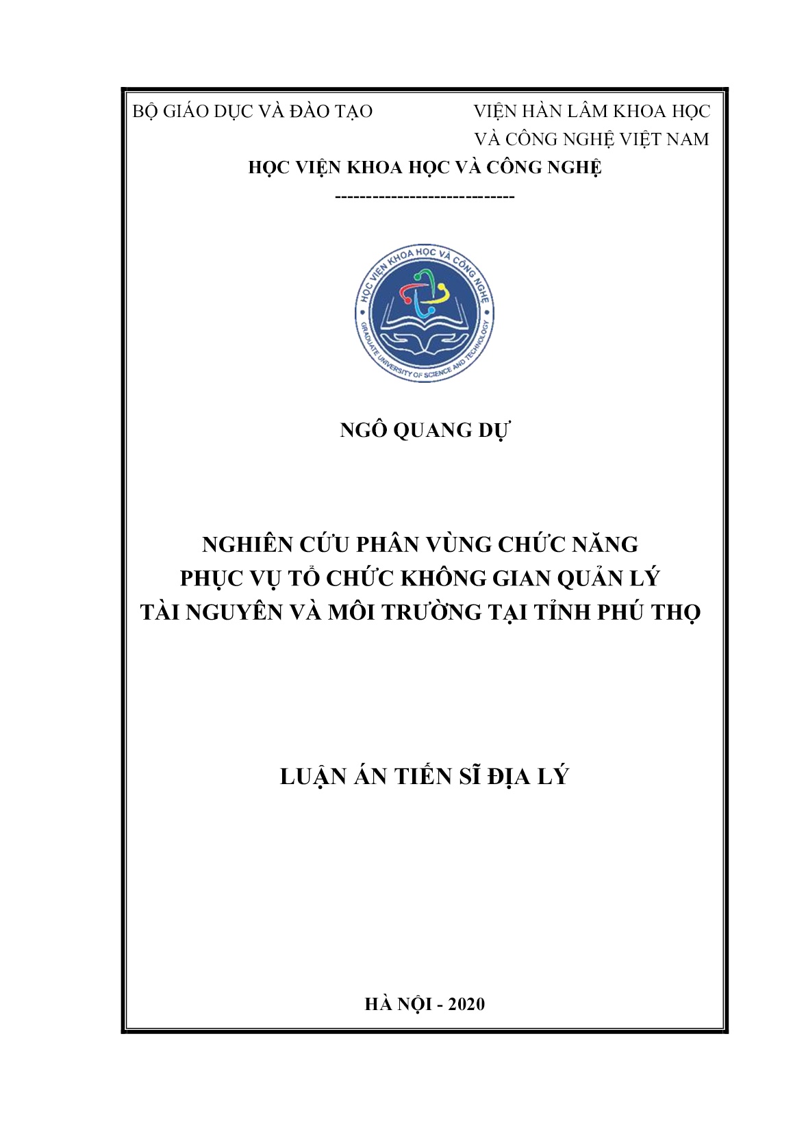 Luận án Nghiên cứu phân vùng chức năng phục vụ tổ chức không gian quản lý tài nguyên và môi trường tại tỉnh Phú Thọ trang 1 Luận án Nghiên cứu phân vùng chức năng phục vụ tổ chức không gian quản lý tài nguyên và môi trường tại tỉnh Phú Thọ trang 1