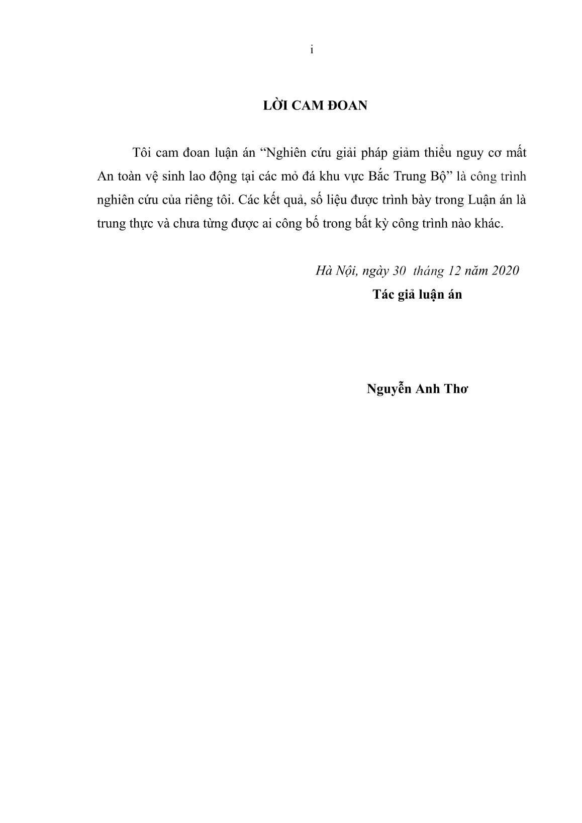 Luận án Nghiên cứu giải pháp giảm thiểu nguy cơ mất an toàn, vệ sinh lao động tại các mỏ đá khu vực Bắc Trung Bộ trang 3 Luận án Nghiên cứu giải pháp giảm thiểu nguy cơ mất an toàn, vệ sinh lao động tại các mỏ đá khu vực Bắc Trung Bộ trang 3