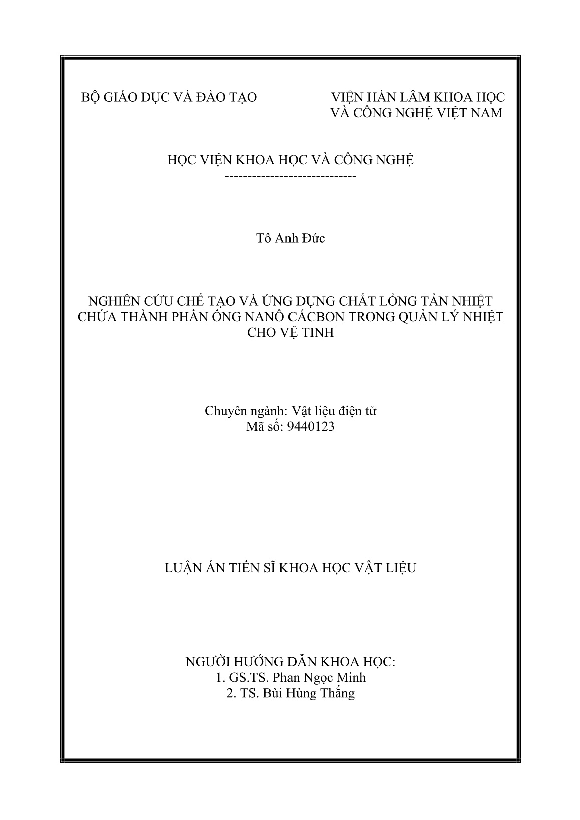 Luận án Nghiên cứu chế tạo và ứng dụng chất lỏng tản nhiệt chứa thành phần ống nanô Cacbon trong quản lý nhiệt cho vệ tinh trang 2 Luận án Nghiên cứu chế tạo và ứng dụng chất lỏng tản nhiệt chứa thành phần ống nanô Cacbon trong quản lý nhiệt cho vệ tinh trang 2
