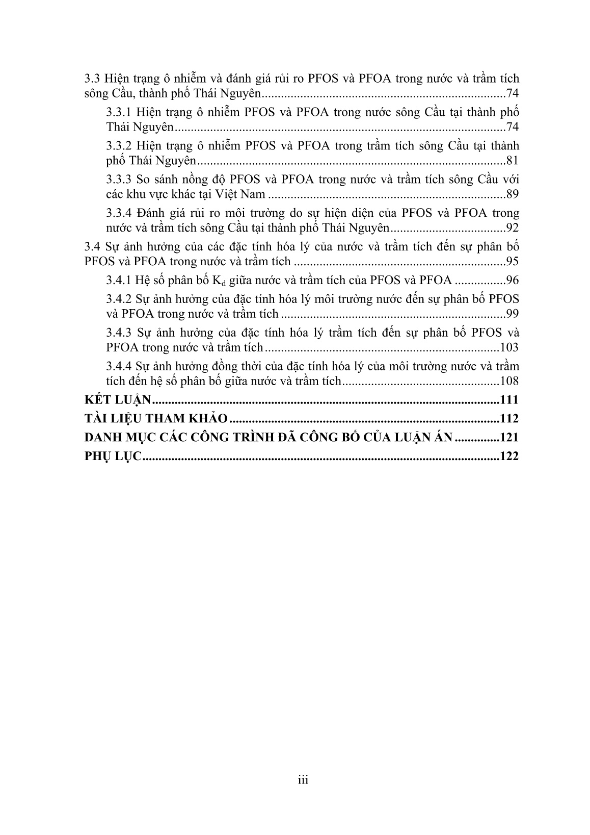 Luận án Nghiên cứu sự tồn tại của hợp chất PFOS và PFOA trong nước và trầm tích sông Cầu trang 3 Luận án Nghiên cứu sự tồn tại của hợp chất PFOS và PFOA trong nước và trầm tích sông Cầu trang 3