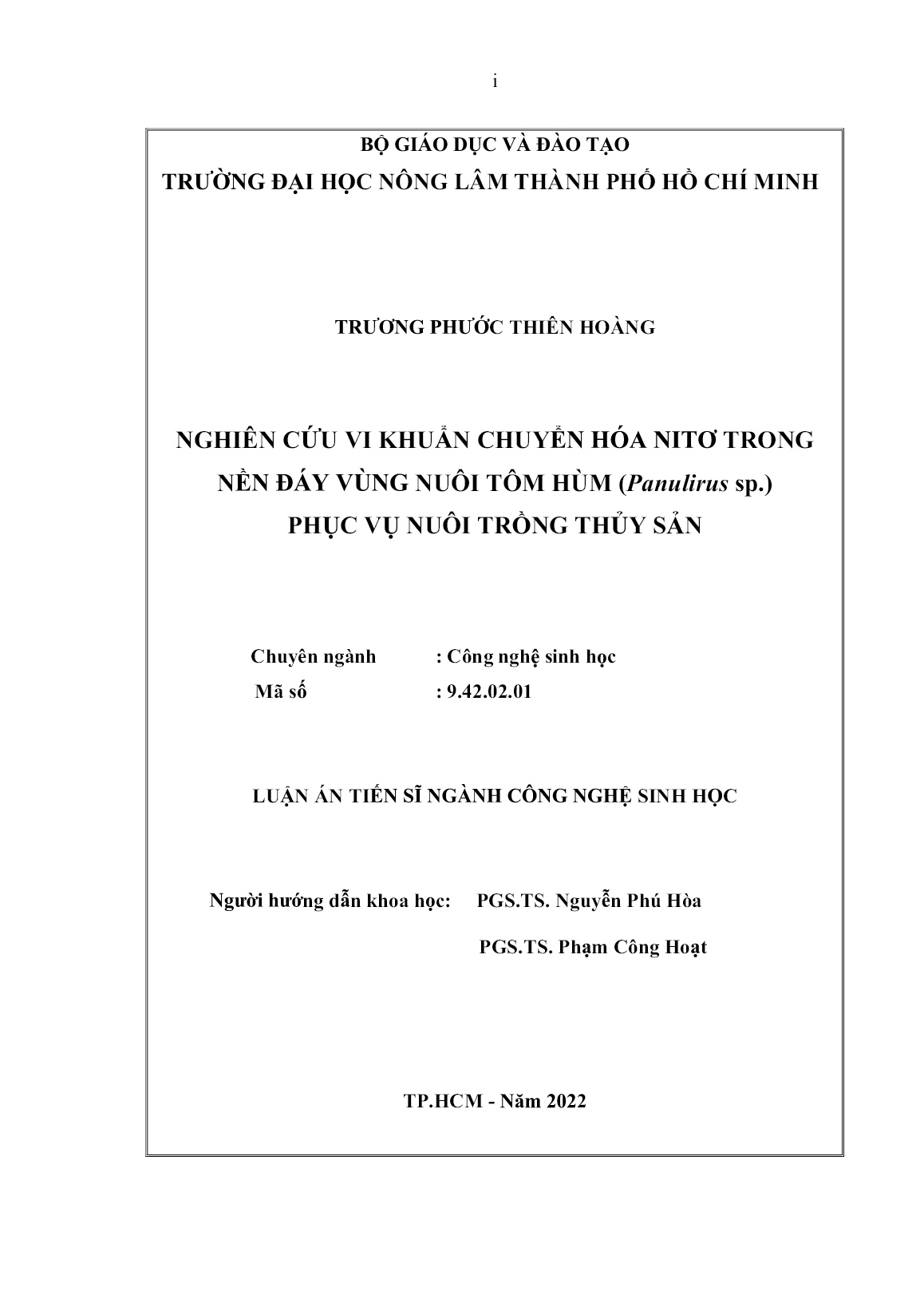 Luận án Nghiên cứu vi khuẩn chuyển hóa Nitơ trong nền đáy vùng nuôi tôm hùm (Panulirus sp.) phục vụ nuôi trồng thủy sản trang 2 Luận án Nghiên cứu vi khuẩn chuyển hóa Nitơ trong nền đáy vùng nuôi tôm hùm (Panulirus sp.) phục vụ nuôi trồng thủy sản trang 2