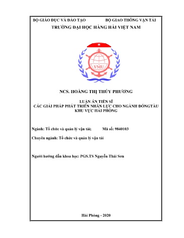 Luận án Các giải pháp phát triển nhân lực cho ngành đóngtàu khu vực Hải Phòng