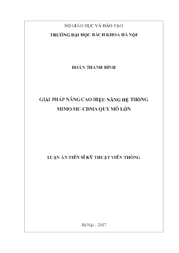 Luận án Giải pháp nâng cao hiệu năng hệ thống MIMO-MC-CDMA quy mô lớn