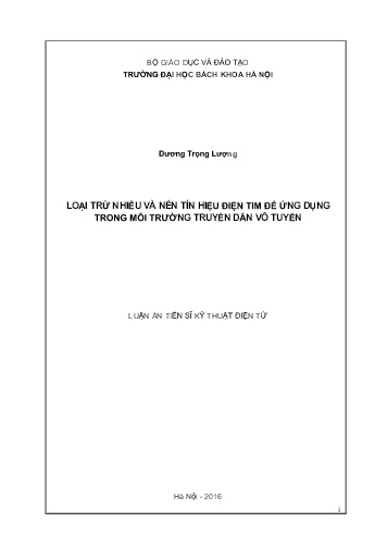 Luận án Loại trừ nhiễu và nén tín hiệu điện tim để ứng dụng trong môi trường truyền dẫn vô tuyến