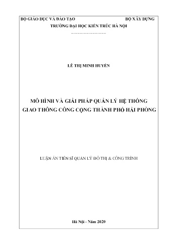 Luận án Mô hình và giải pháp quản lý hệ thống giao thông công cộng Thành phố Hải Phòng