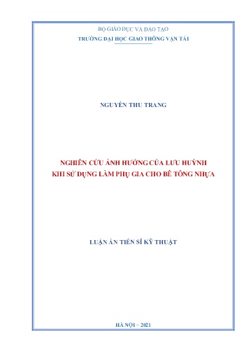 Luận án Nghiên cứu ảnh hưởng của lưu huỳnh khi sử dụng làm phụ gia cho bê tông nhựa